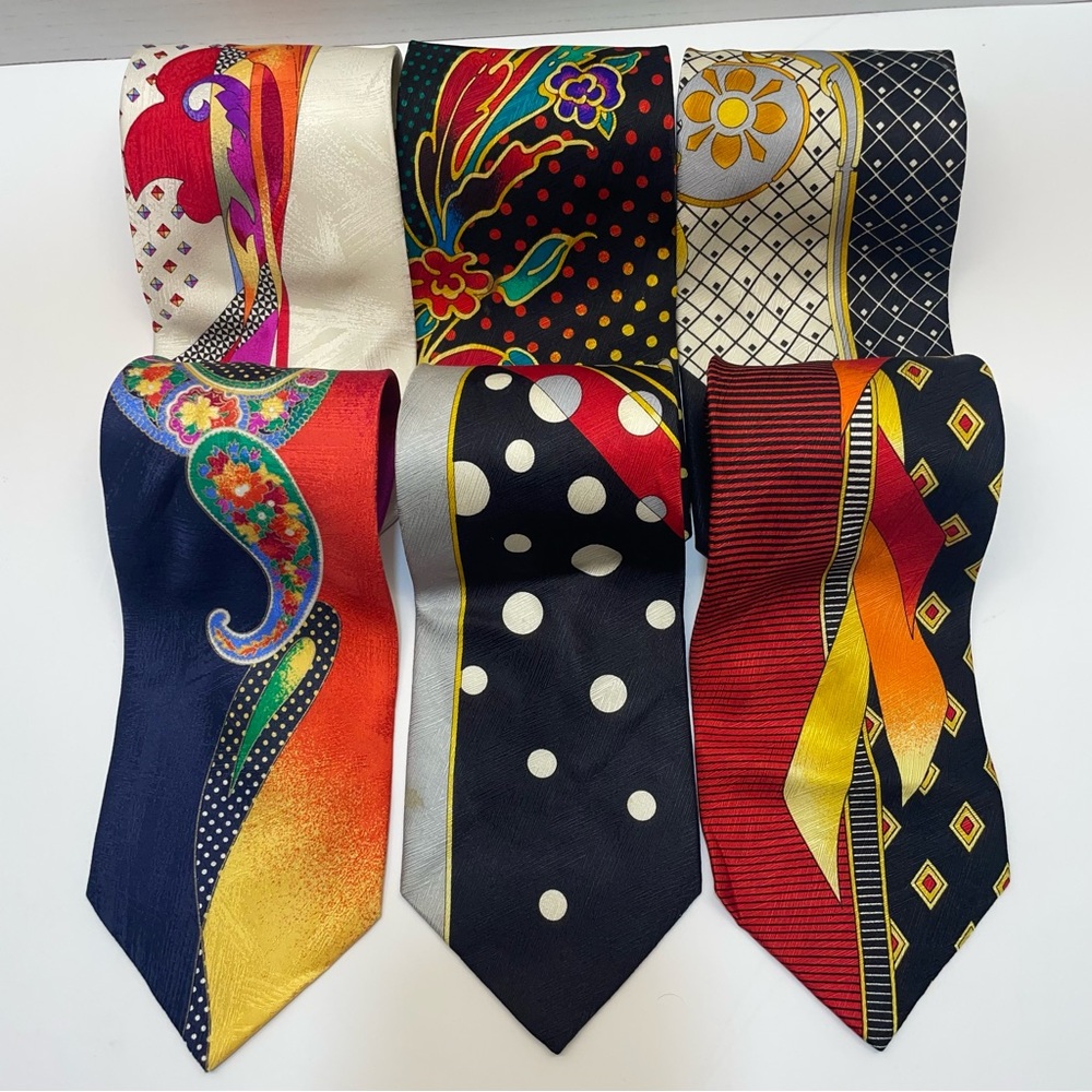 Vitaliano Pancaloi Lot of 6 Silk Ties Amazing Colorful Rainbow Abstract NeckTies